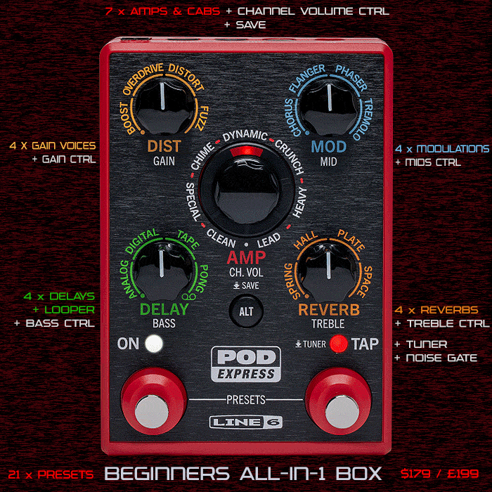 Guitar Pedal X - GPX Blog - Line 6 releases ingenious 'My First  Fisher-Price' style Beginners All-in-1 Multi-FX Box - the POD Express